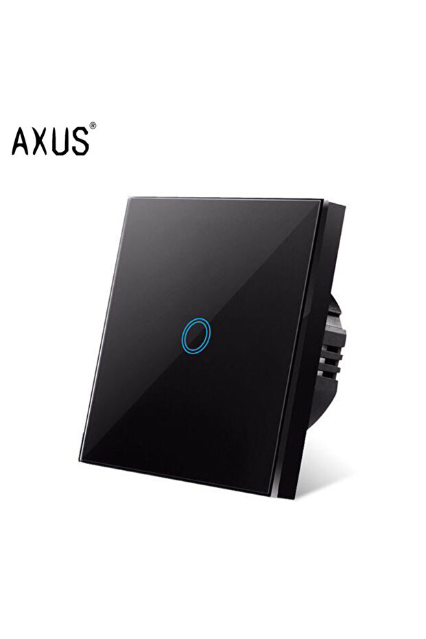 مفتاح لمس أسود من AXUS EU يعمل بجهد كهربائي AC100-240V، لوحة إضاءة خلفية LED، مصباح جداري من الزجاج الكريستالي المقوى