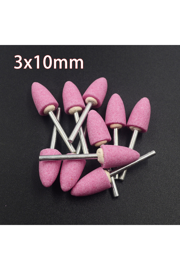 10PCS 3x10mm Bullet 10pcs 3mm Shaft Mounted Ceramic Grinding Head Polishing Abrasive Wheel Dremel Ro