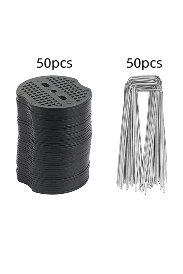 100pcs 40/80Pcs U-shaped Ground Pegs with Buffer Washers Garden Pegs for Securing Weed Landscape Fab