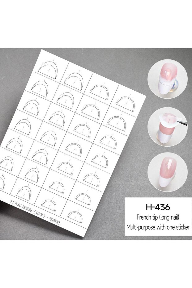 1 1Pc 3D Clear Hollow French Nail Stickers Classic French Tip Auxiliary Nail Decal Self-Adhesive D.