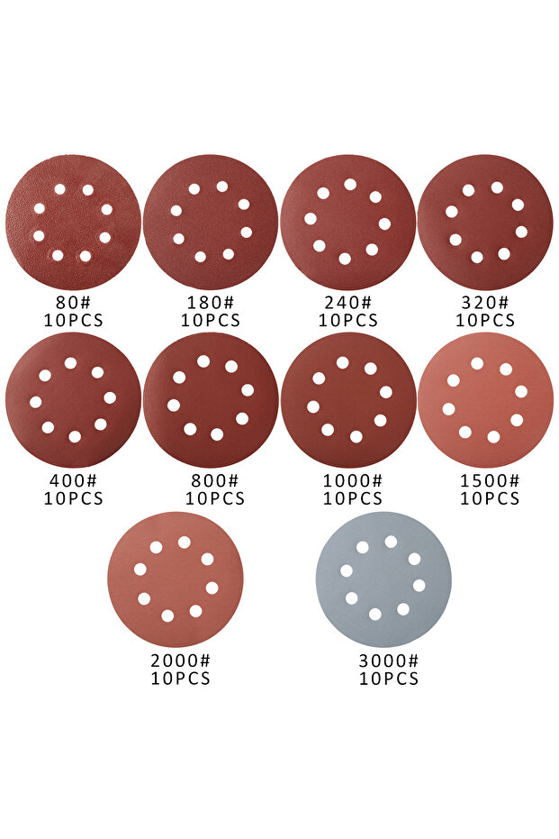 100PCS 80-3000 100Pcs 125mm Sandpaper Round Shape Sanding Discs Hook Loop Sanding Paper Buffing Shee