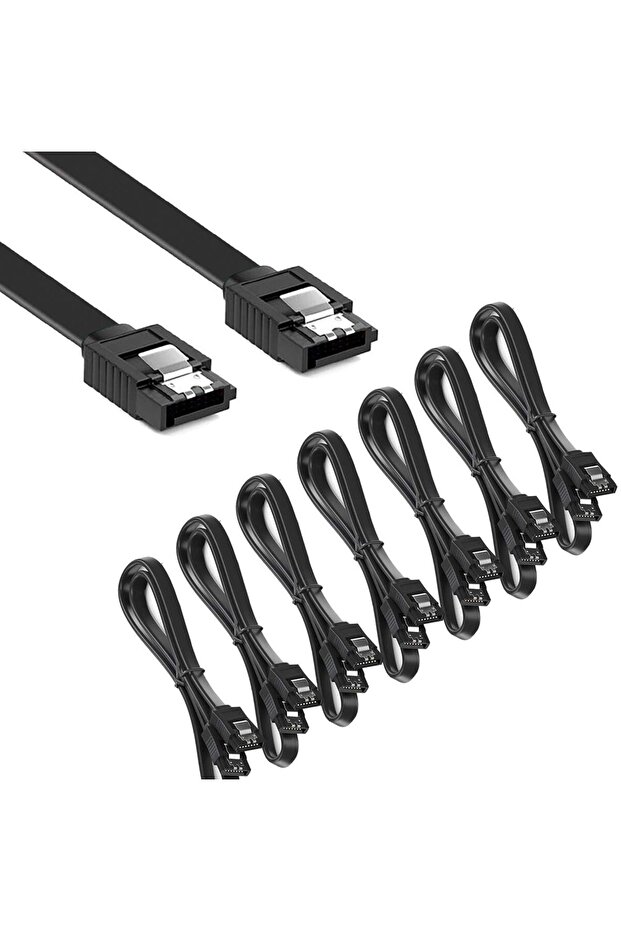 40cm Black 12-Pack SATA Data Cable 90 Degree Right Angle SATA III 6.0 Gbps Cable Black with Locking
