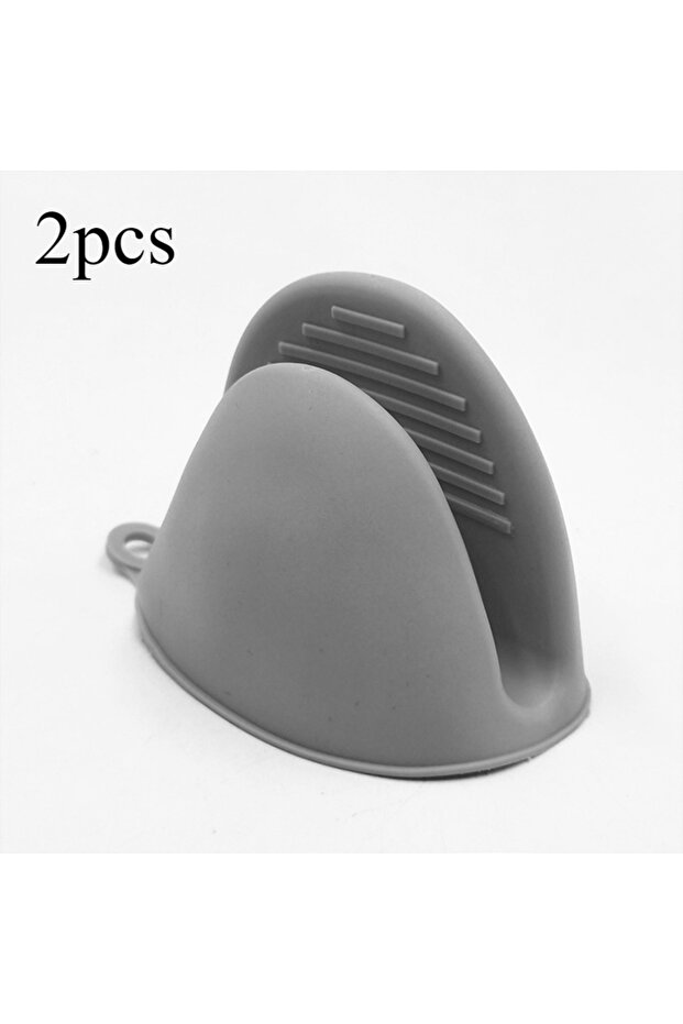 2pcs-grey 2pcs Thicken Baking silicone oven mitts Microwave Oven Glove Heat Insulation Anti-slip Bo