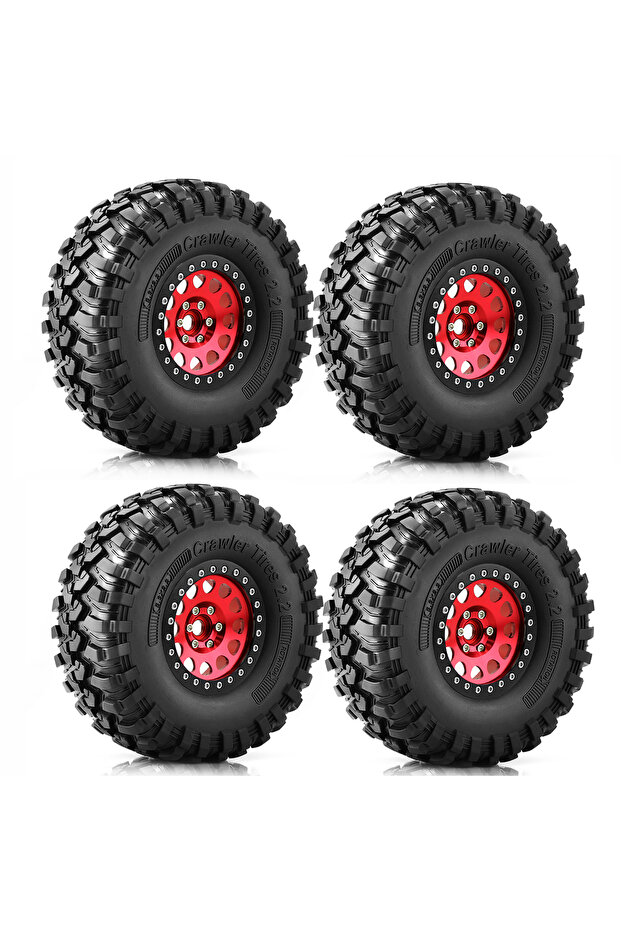 1set 4Pcs 2.2" Beadlock Wheel Rim Rubber Tire Set for 1/10 RC Crawler TRX-4 Axial SCX10 90046 D90 Vo