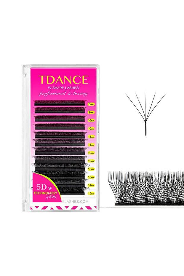 MIX8-15mm 0.07mm D 5D TDANCE 5D-W Shaped Eyelash Extensions 0.07C/D Premade Fans W Style Lashes Soft