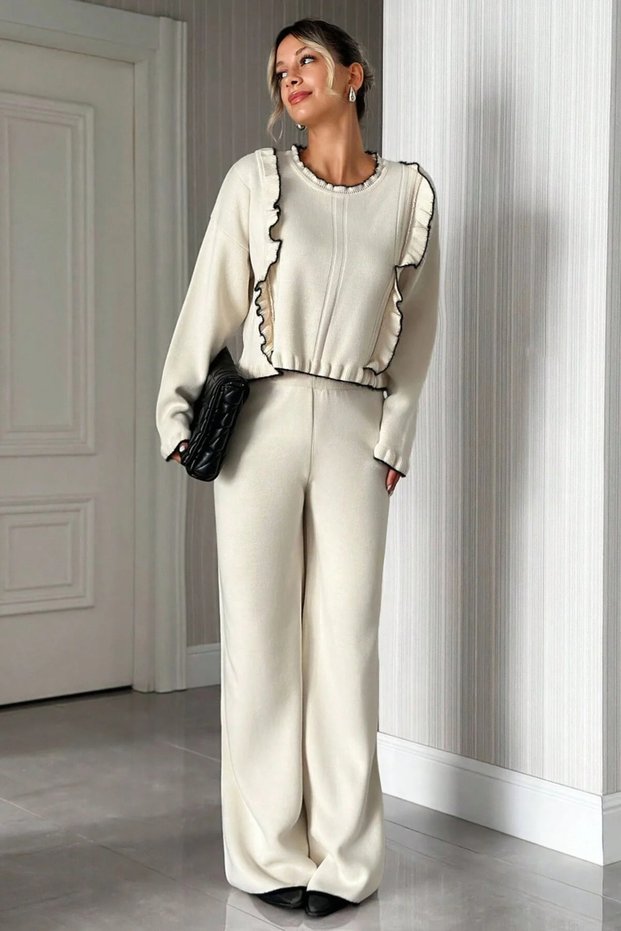 Women's Ruffled Sports Casual Knitwear Two-Piece Set
