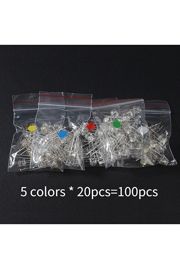 100pcs-5 colors 100pcs LED Diode F5 Super Bright Straw Hat LED 5mm Light Emitting Diodes Blue