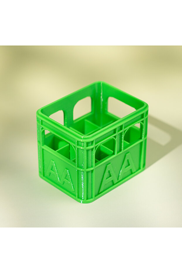 Green-AA 3D-Printed Mini Crate Battery Organizer Stackable Storage Box for 12 AA AAA Batteries Deskt