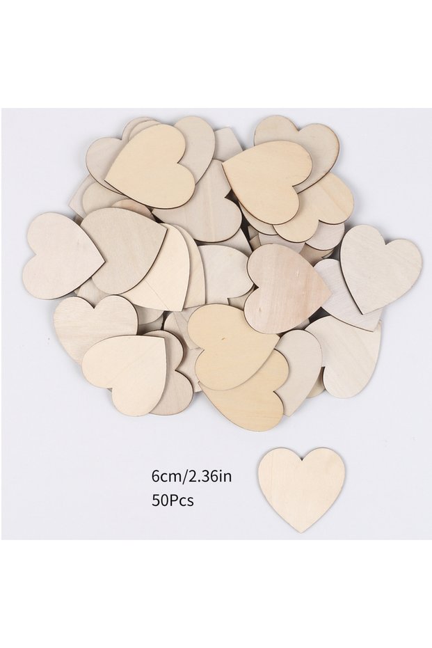 6cm 50pcs 50/100/200Pcs Unfinished Wooden Hearts for Crafts 1-6cm Heart Blank Wood Ornaments Birthda