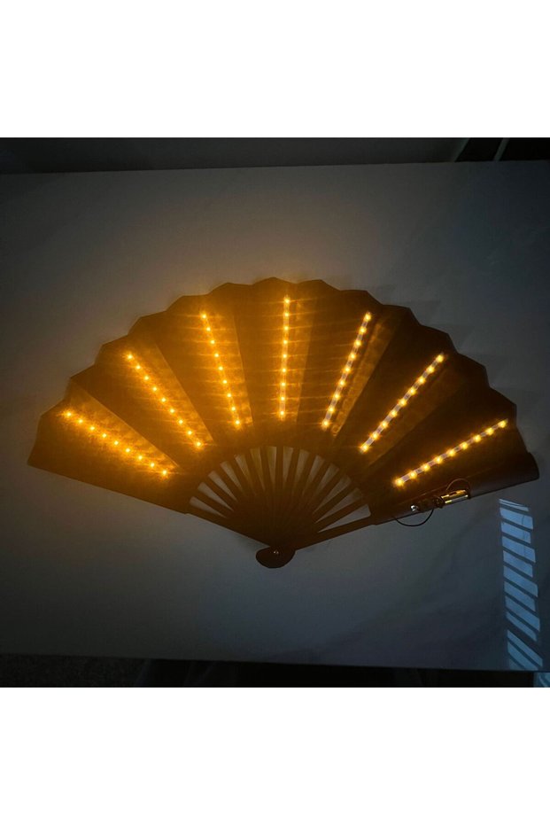 10 inches yellow Glow Folding Led Fan Dancing Light Fan Night Show Halloween Christmas Rave Festival