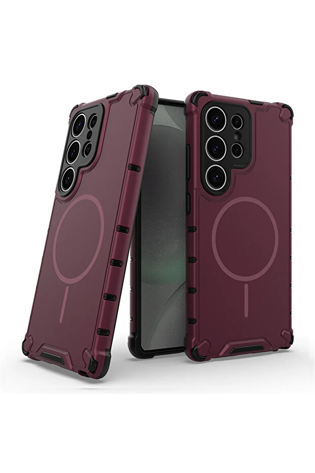 Samsung S24 Plum Anti-slip Bumper Armor Magnetic Phone Case For Samsung S24 S25 S26 Plus S23 Ultra A