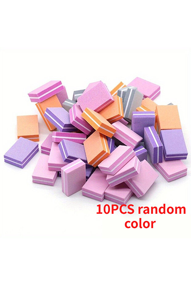 10PCS random color 5/10pcs Mini Nail Buffing Blocks, Dual-Sided Sanding Files, Polishing Manicure Pe