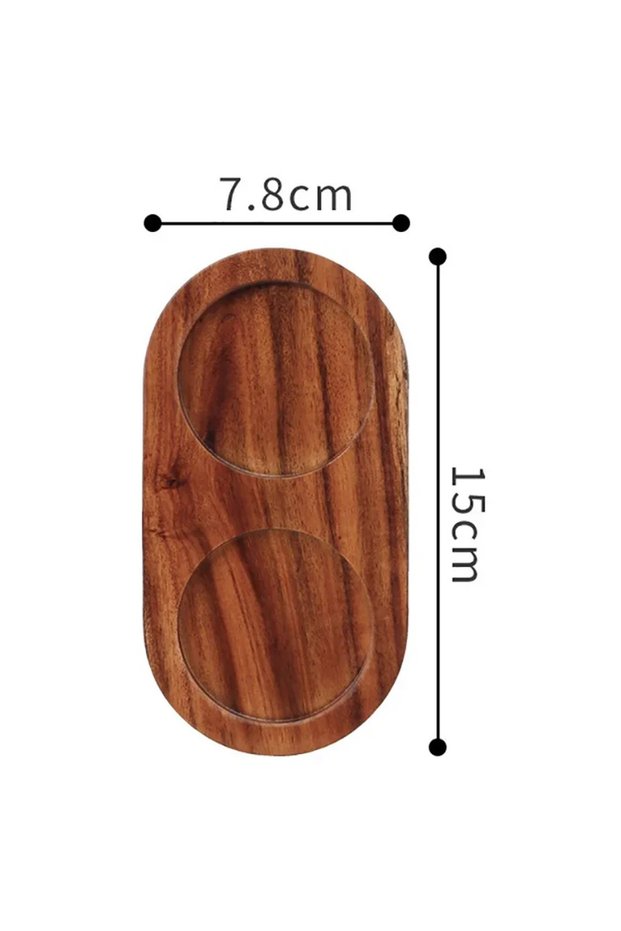 U-shaped Acacia Wood Wood Pepper Mill Tray Bamboo Salt Pepper Shaker Stand Tray Double Hole Base Tea