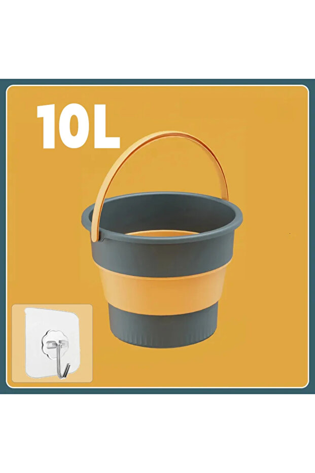 Blue-10L 5/10/17L Portable Folding Bucket Multifunctional Thickened Silicone Bucket for Car Washing