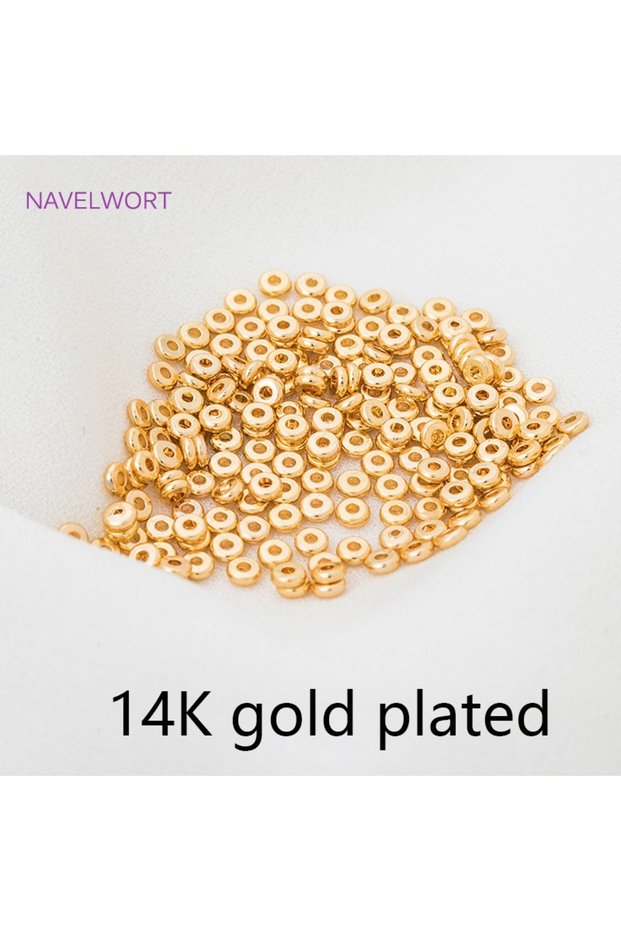 3 mm - 50 pieces 14K gold plated 18k Gold Plated Spacer Beads For Bracelet Making,Beads For Beading