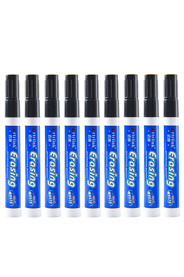 10pcs Black 10pcs Whiteboard Marker Set,2.0mm Nib,Black Blue Red Green High-Volume Ink,Office Teachi