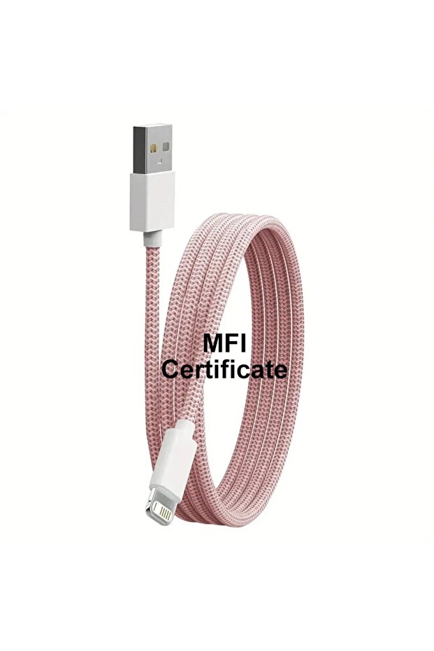 كابل USB وردي بطول متر واحد لأجهزة iPhone 14 13 12 11 Pro Max Xs 8 Plus iPad Macbook سلك شحن سريع 3 أمبير USB A