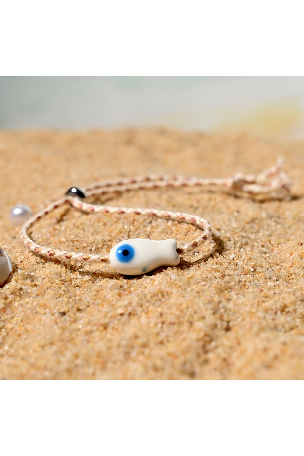 25xh0304-9 Trendy Multicolored Pull - String Ceramic Fish Bracelet Jewelry Women: Bohemian Style, Id