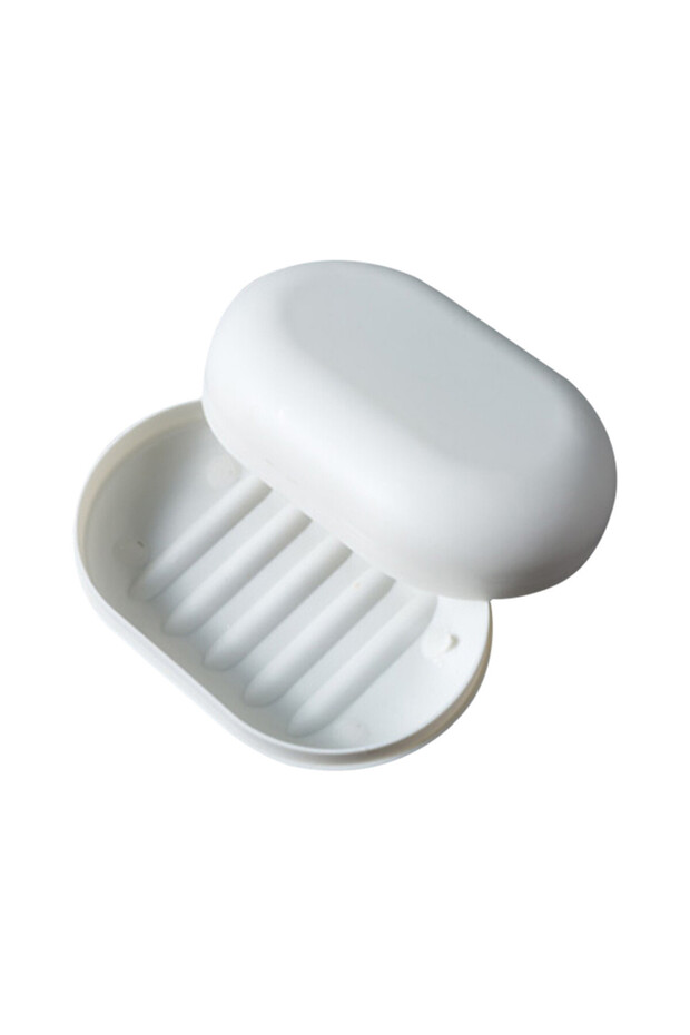 WHITE Plastic Bathroom Shower Soap Box With Lids Travel Portable Small Soap Tray Dish Storage Holder