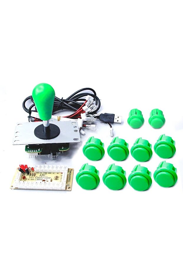 1P Green Copy SANWA Game Machine Arcade Console DIY Kit 8 Way Joystick Push Buttons For PC Raspberry