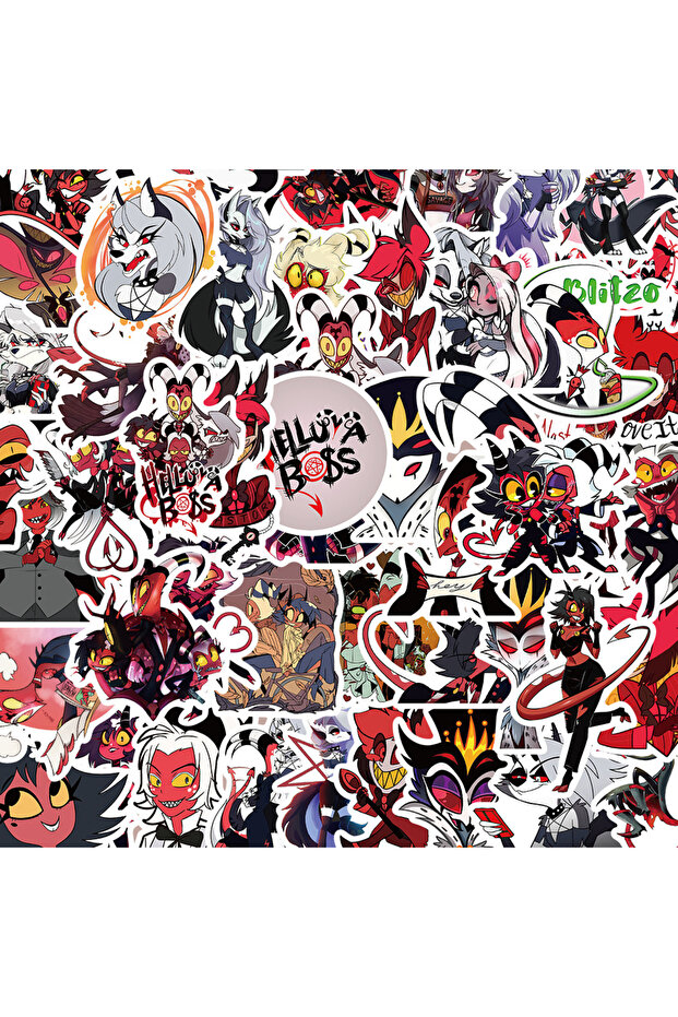 Bandai 100PCS 10/30/50/100pcs Helluva Boss Anime Stickers Cool Cartoon Decals Toy DIY Notebook Lugga