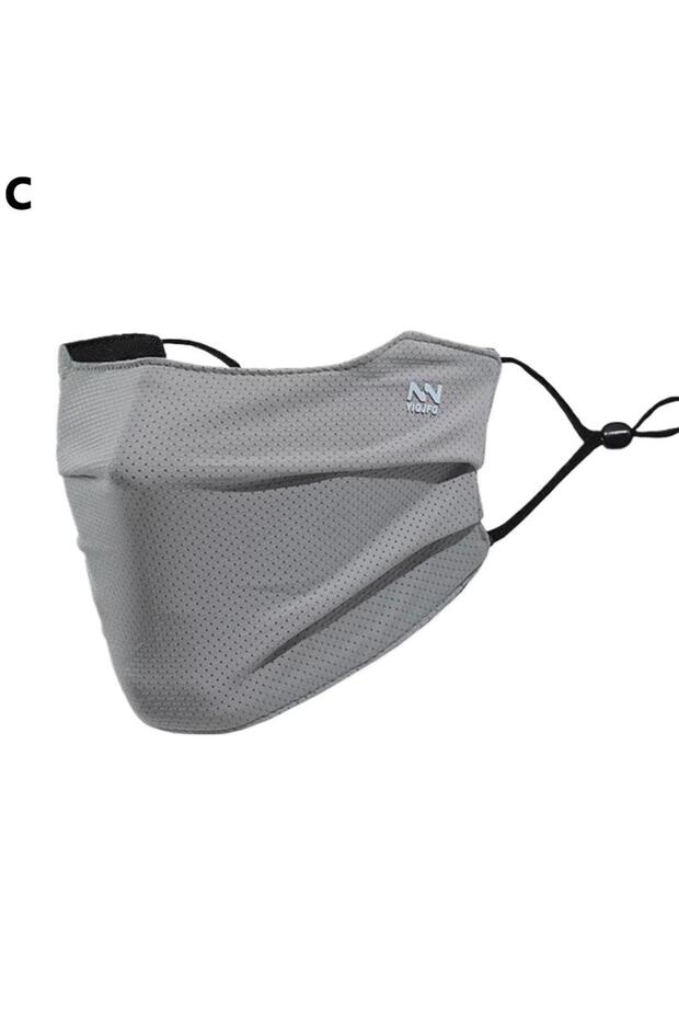 C Breathable Ice Silk Face Cover UV Protection Sun Shield Washable Reusable Face Mask for Motorcycl.