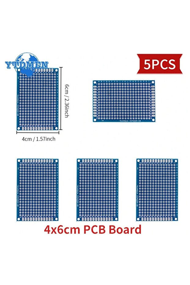 لوحة دوائر مطبوعة (PCB) زرقاء اللون، 5 قطع، 4×6 سم، 5/10 قطع، YTDMEN، مزدوج الجوانب، 2×8 سم، 3×7 سم، 4×6 سم، 5×7 سم، 7×9 سم