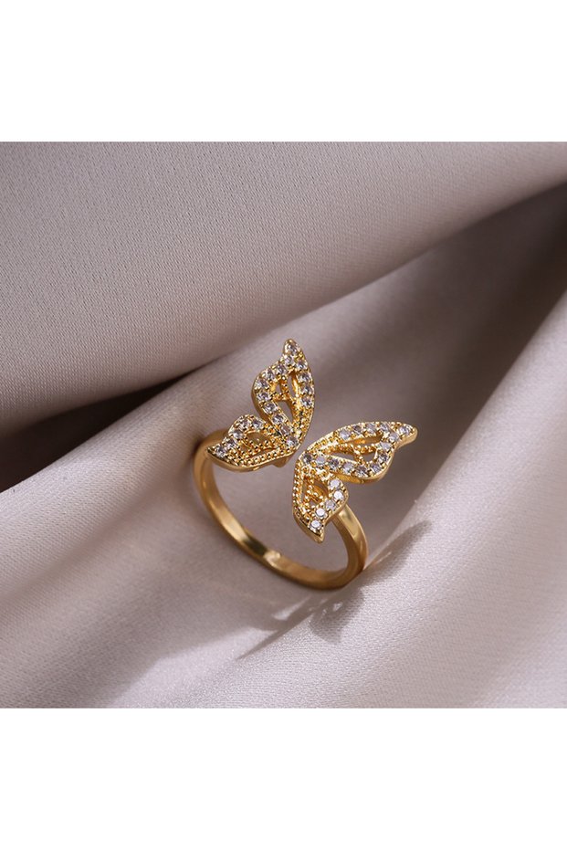resizable golden Adjustable Vintage Elegant Bow Open Ring, Fashion Light Luxury Niche, Exquisite Ind