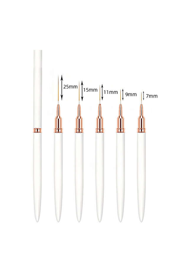 White Set 5 Pcs Nail Art Liner Brushes Set Elongated Lines Striping Drawing UV Gel Painting Nail Des