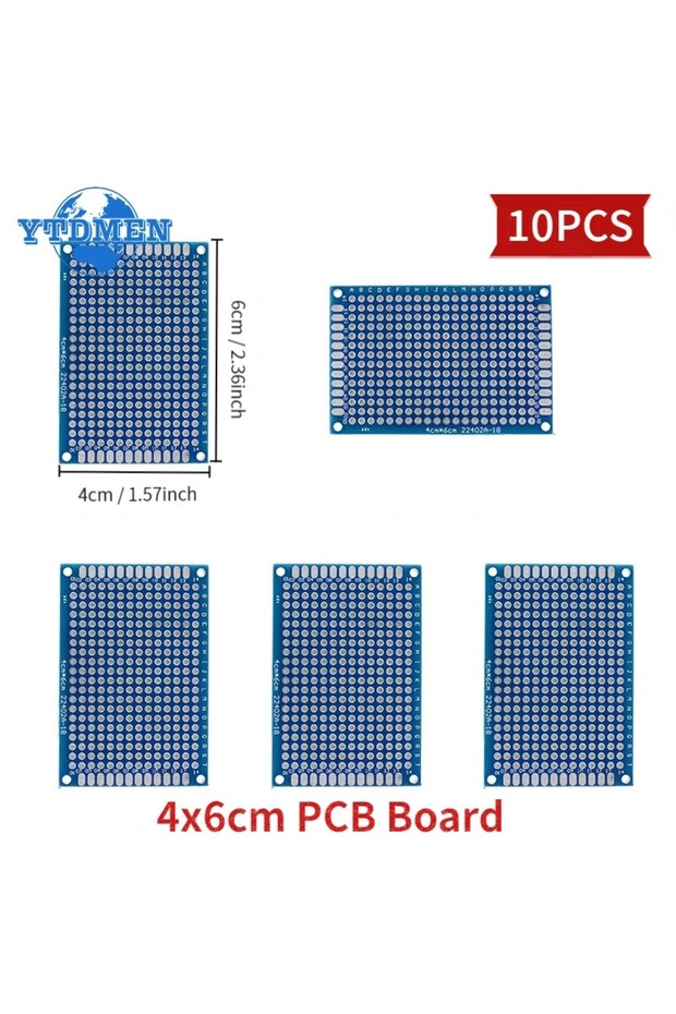 لوحة دوائر مطبوعة (PCB) زرقاء اللون، 10 قطع، 4×6 سم، 5/10 قطع، 2×8 سم، 3×7 سم، 4×6 سم، 5×7 سم، 7×9 سم، مزدوج الجوانب، من YTDMEN