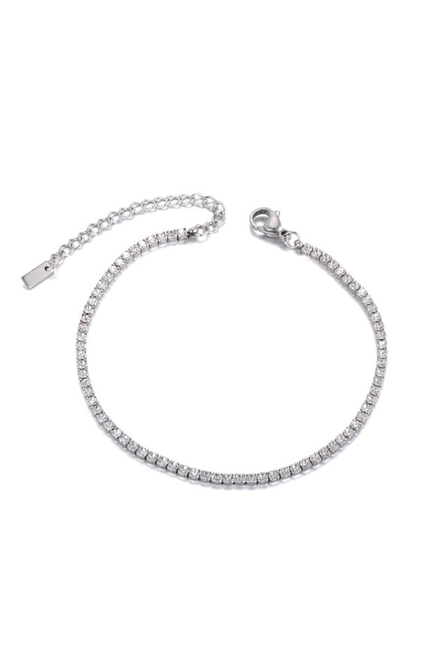 B19108P Lokaer Sparkling CZ Crystal Charm Bracelets Necklaces For Women Girls Stainless Steel Link C