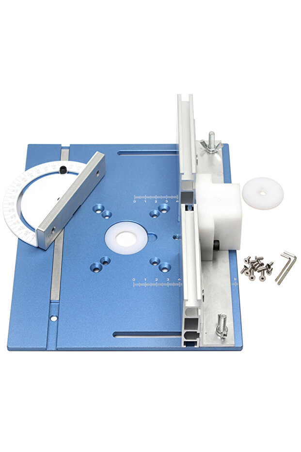 Blue 1set Aluminium Router Table Insert Plate Woodworking Trimmer Electric Wood Milling Flip Plate W