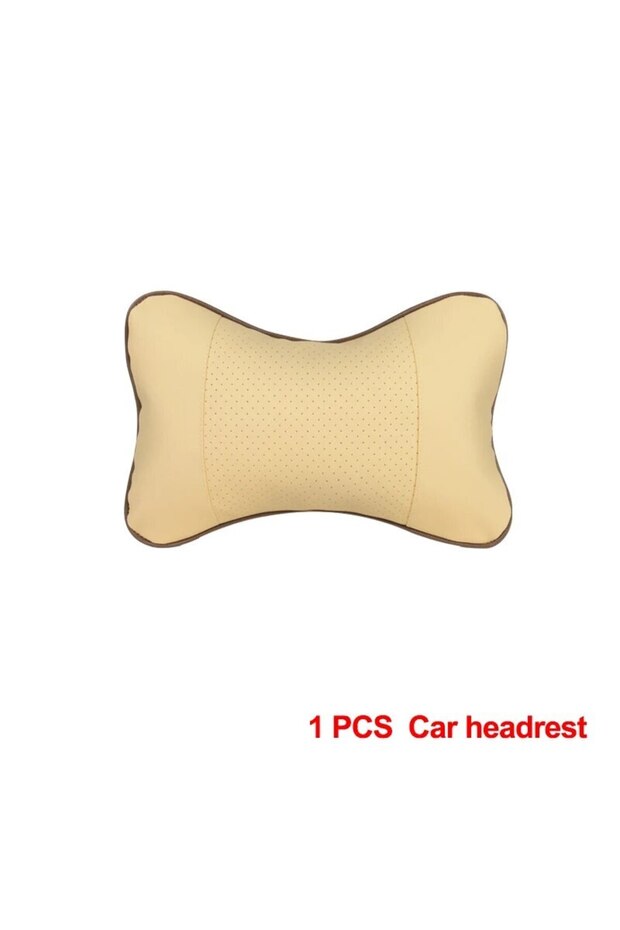 Rice white Car neck pillow unilateral PU leather 1 pack headrest headrest headache relief fiber univ