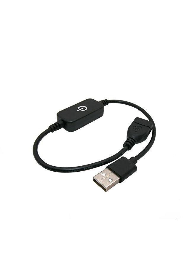 مفتاح لمس - كابل USB أسود 28 سم تمديد USB A ذكر إلى A أنثى كابل أسود مع