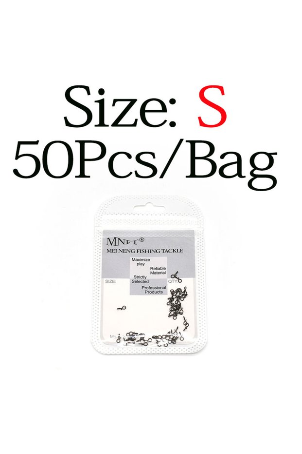 S MNFT 50Pcs Fly Fishing Snap Quick Change for Flies Hook Lures Stainless Steel Lock Black Fishing .