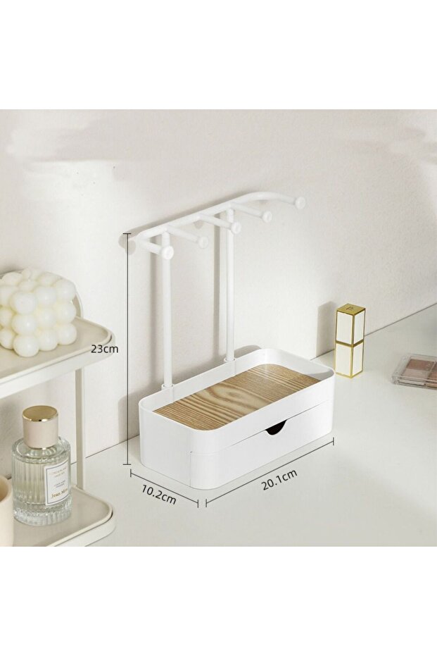White with Box Fashion Portable Jewelry Display Rack Earrings Necklaces with Drawer Box Storage Rack