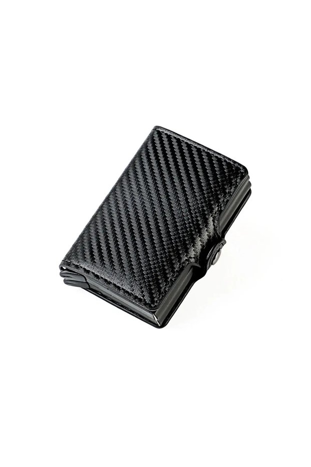 Carbon Fiber Black New Double Layer High Capacity Men ID Credit Bank Card Holder Wallet Anti Rfid Bl