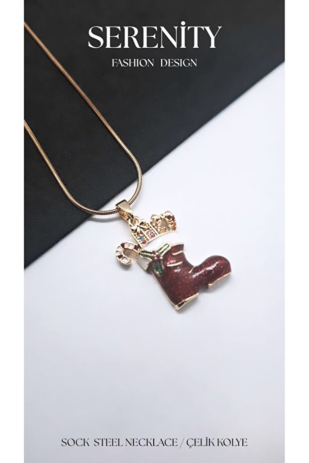 New Year's Stocking Steel Necklace