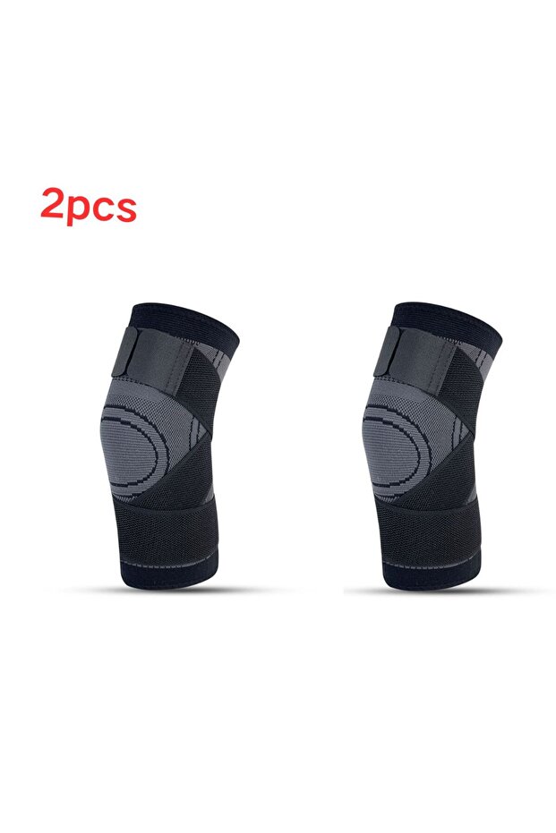 black S Knee Compressions Sleeve with Adjustable Straps for Running Working Out and Sports Wearing A
