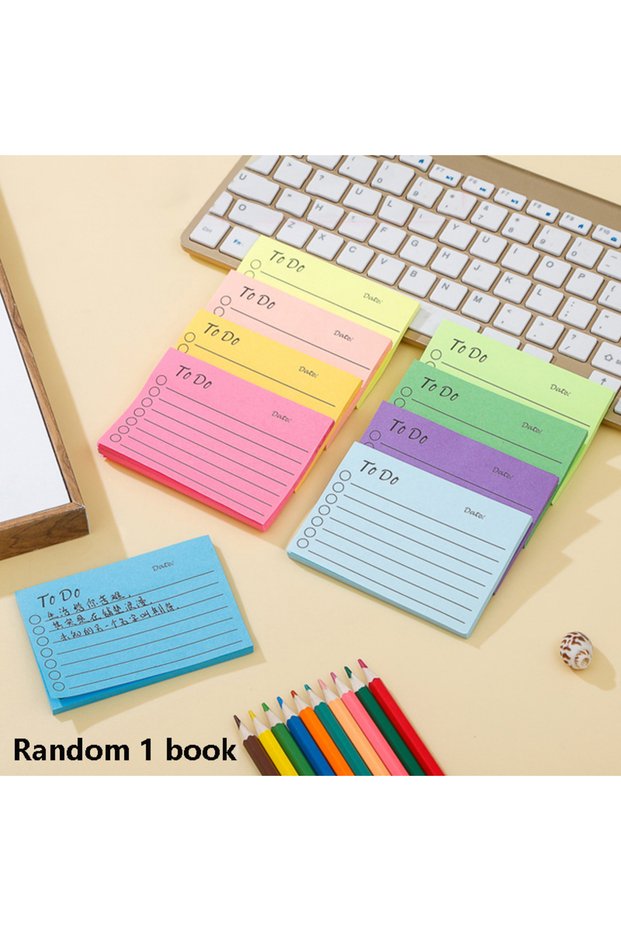 Random color 50 sheets Memo Pads Kawaii Solid To Do List Tearable Message Notes Daily Planner Sticky