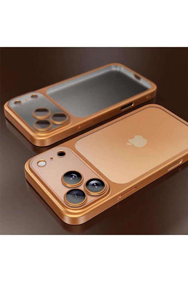غلاف هاتف فاخر مطلي غير لامع شفاف مع شحن لاسلكي باللون البرتقالي لهاتف iPhone 17 Pro Max، متوافق مع iPhone 13/