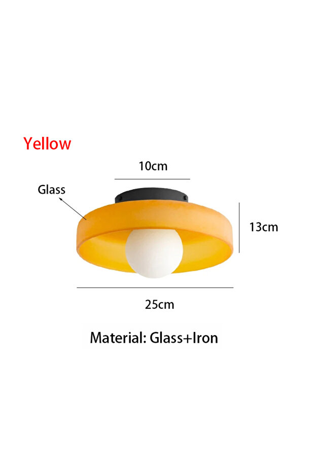 Yellow Modern Vintage Glass Ceiling Light Hallway Balcony Kitchen Light Bedroom Ceiling Light Multi-