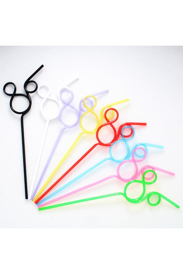 MULTI 8-pack of mouse-shaped straws, reusable, perfect as party favors, birthday party supplies, and