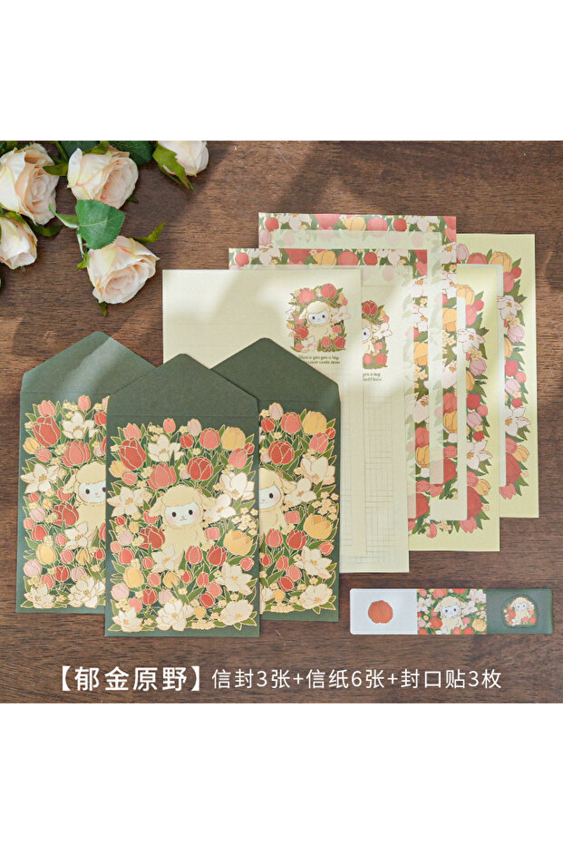 B 6 letter paper +3 envelopes Set Planner Stationery Supplies Message blessing letterhead