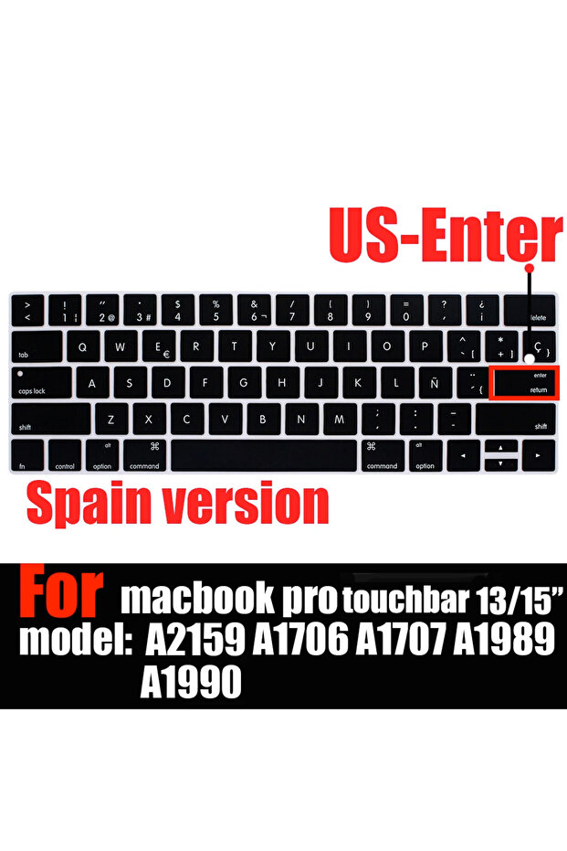 US Spanish A2159 Keyboard Cover Skin for MacBook Pro with Touch Bar 13" and 15" ( Model Number A2159