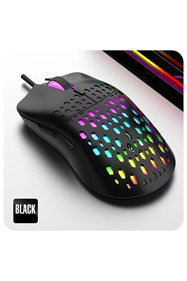 black RAIKU G701 Wired 6 Keys Mouse Colorful Lighting Gaming and Office For Microsoft Windows and ..