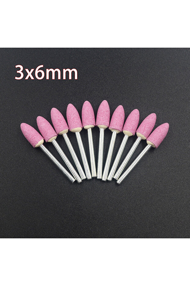 10PCS 3x6mm Bullet 10pcs 3mm Shaft Mounted Ceramic Grinding Head Polishing Abrasive Wheel Dremel Rot