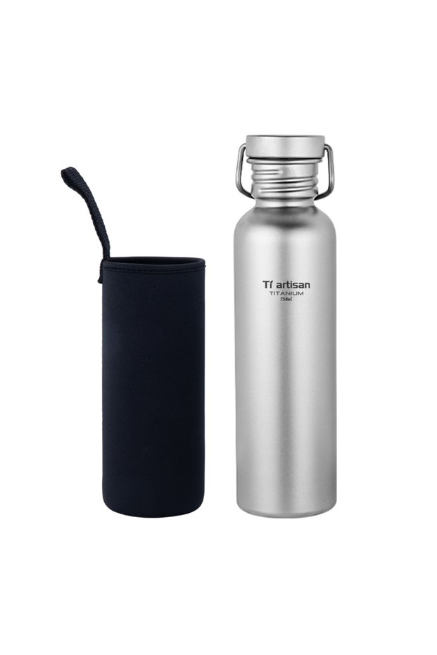 750ML Tiartisan Titanium Sports Bottle Outdoor Camping Cycling Water Bottle Ultralight Portable Drin