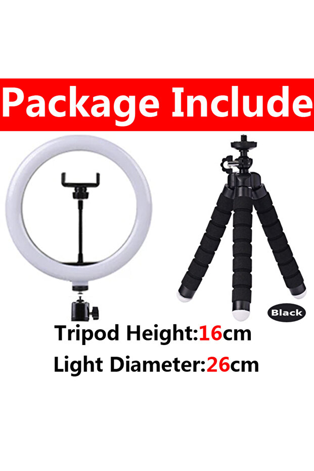 A-26cm Black 12 inch LED Ring Light With Remote Control Tripod Stand Selfie Led Lamp Dimmable Photog