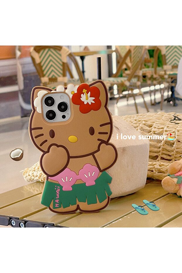 iPhone 13 Brown Kawaii Hello Kitty Phone Case For iPhone 17 16 15 14 13 12 11 Pro Max Plus 17 Pro Hu